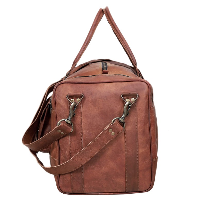 cuero Leather Duffle Bag for Men Luggage Handmade Travel Bag Carry On Luggage Weekender Bags Overnight Gym Sports Cabin Holdall Bag For Airplanes Men And Women (30 Inch Brown) - Image 4